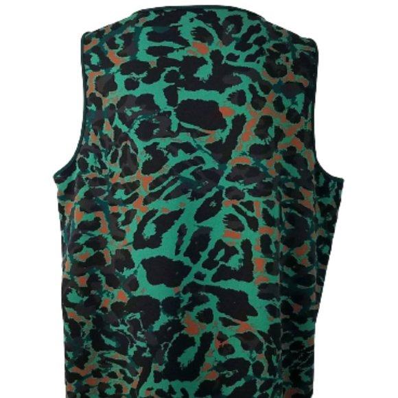 CHICO'S Green Black & Orange Sleeveless Animal Print Dress Women's 3 (16-18) - Picture 4 of 8